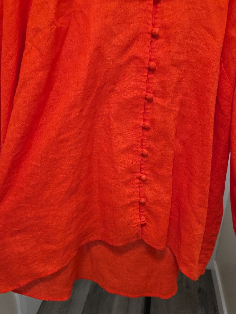 Anthropologie Maeve 100% Linen Red Peasant Blouse Button Front Boho Top - Picture 7 of 12